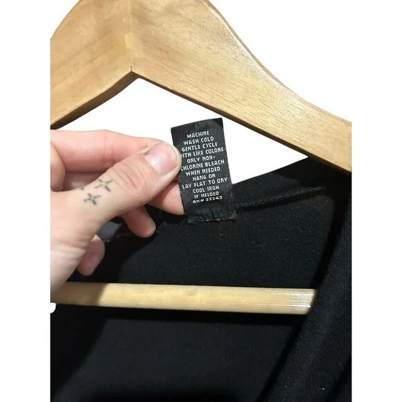 Vintage New York & Company Top 3/4 Sleeves Black Babydoll Top 90s Y2K Fitted Sm - Picture 7 of 7